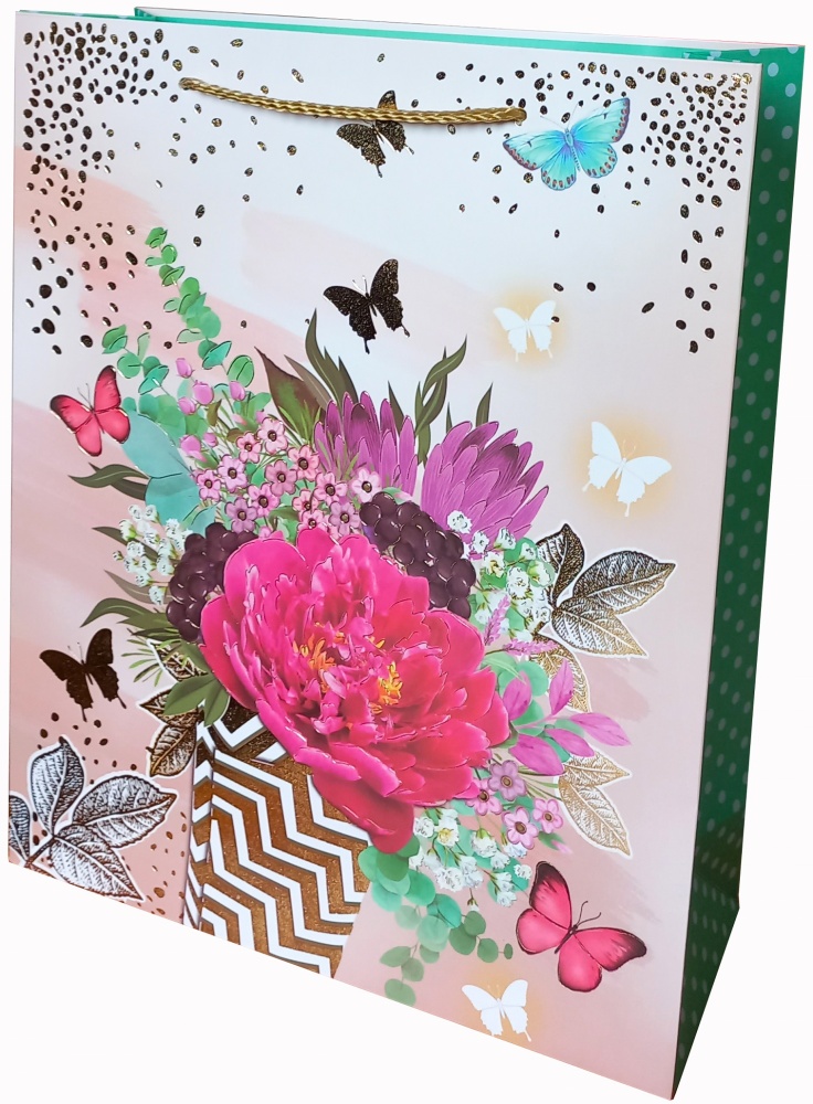 Пакет подарочный премиум класса 32 х 26 см цветочные дизайны