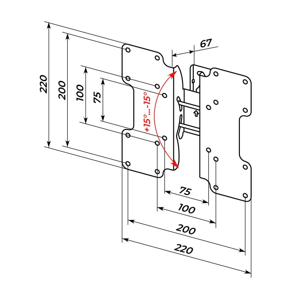 Крепление для телевизора HausMark TWBR-22 поворотно-наклонные 21