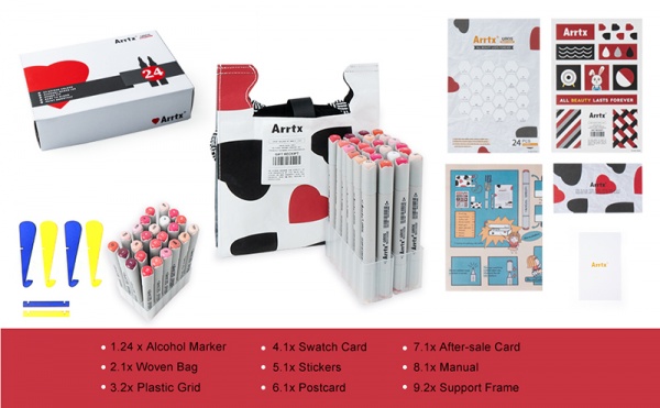 Набір маркерів Arrtx Oros ASM-03RD 24 кольори червоні відтінки LC302536 