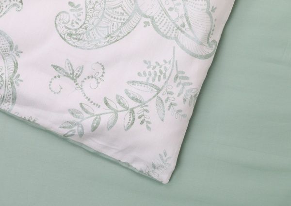 Комплект постельного белья Aria семейный зеленый с белым Mascioni 