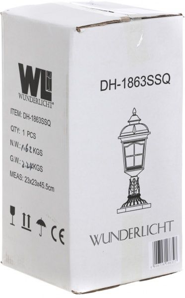 Світильник садовий WunderLicht E27 100 Вт IP44 DH-1863SSQ 