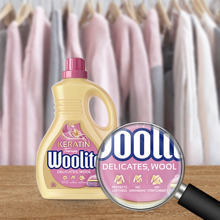 Гель для машинной и ручной стирки Woolite для шерсти и деликатных тканей с кератином 1,8 л