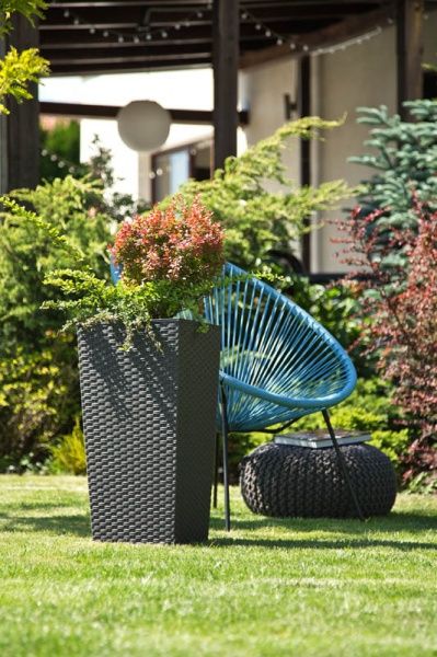 Горшок Lamela Финезия ротанг квадратный графит 