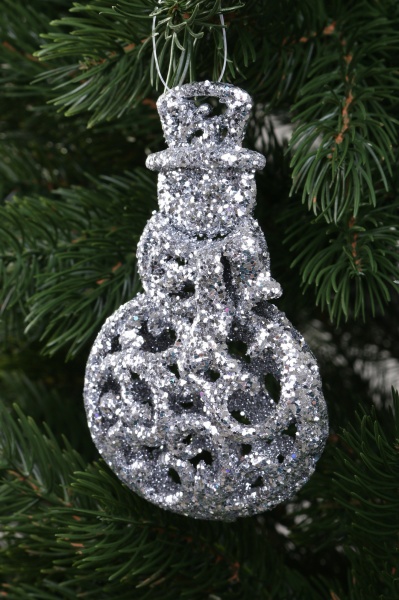 Ялинкова іграшка Медальйон срібний 12x8x3 см SD22-214 