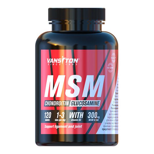 Комплекс для суглобів і зв'язок Vansiton Хондроитин + Глюкозамин + MSM таблетки №120 156 г 