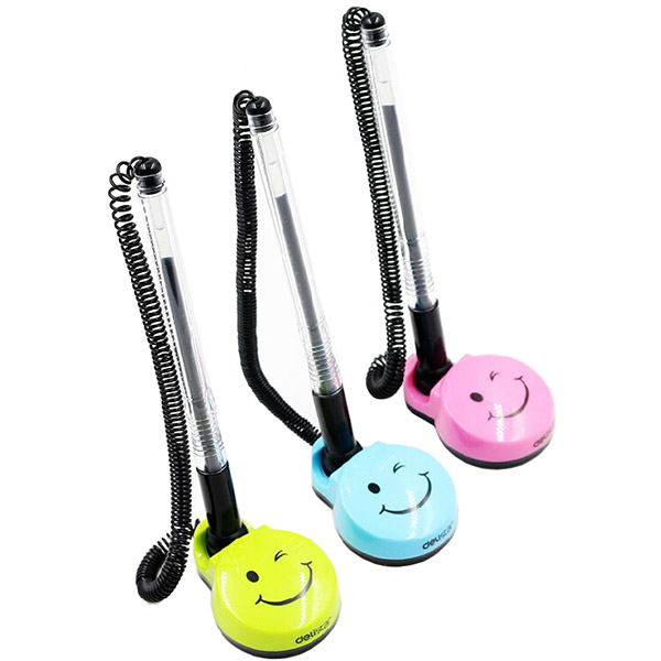 Ручка шариковая Deli Смайл на подставке черная