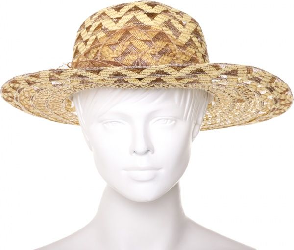 Шляпа one size коричневый с бежевым