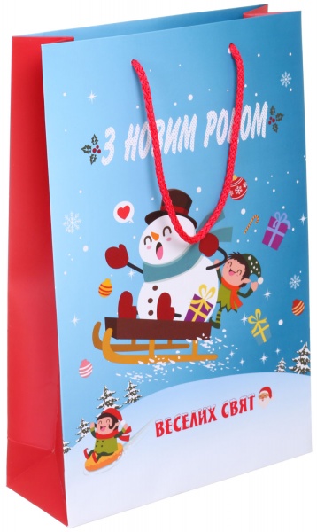 Пакет подарочный вертикальный Новогодний