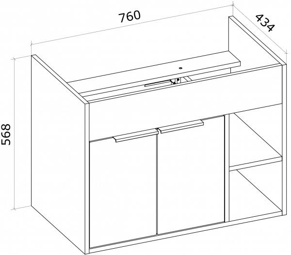 Тумба подвесная Water House Оника 80 под умывальник дуб крафт белый