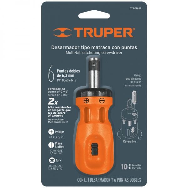 Отвертка со сменными насадками Truper DTROM-12B