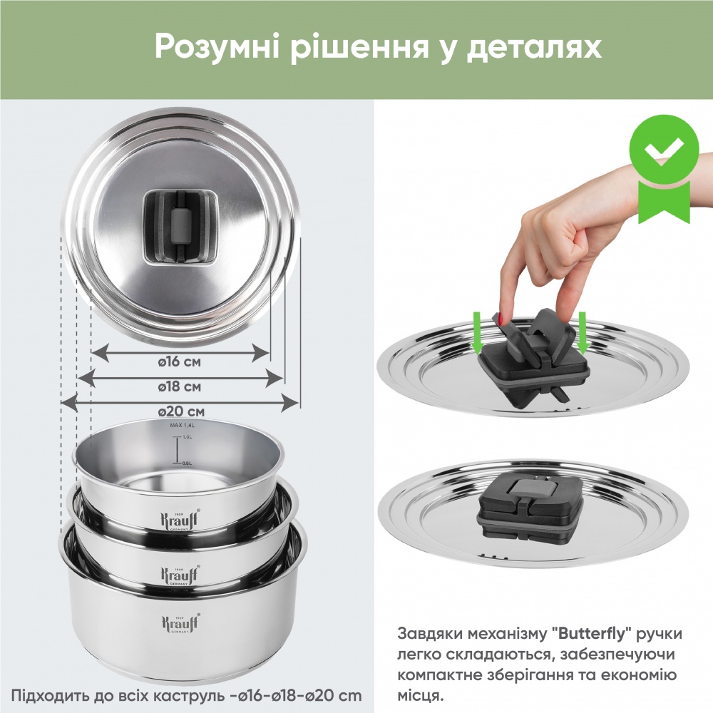 Набір посуду Krauff Genius Cook 6 предметів 26-303-015