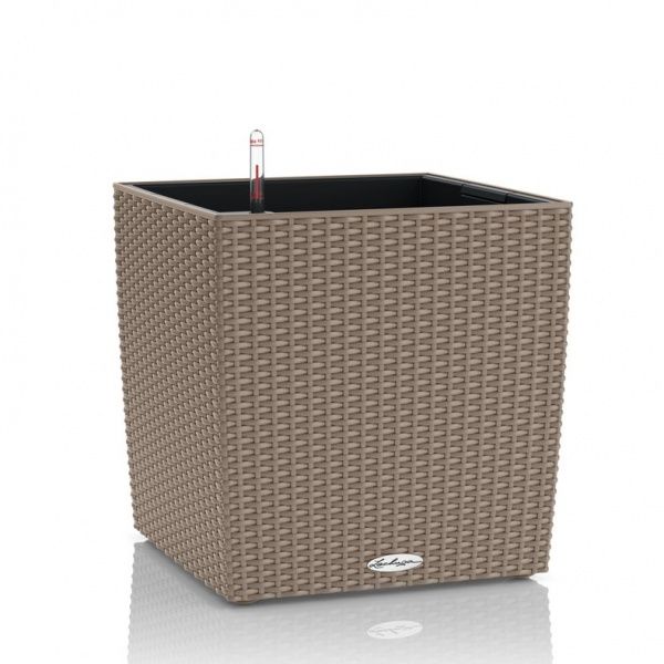 Кашпо пластиковое Lechuza Cube Cottage 30 (15356) квадратный 12 л песочно-коричневый 