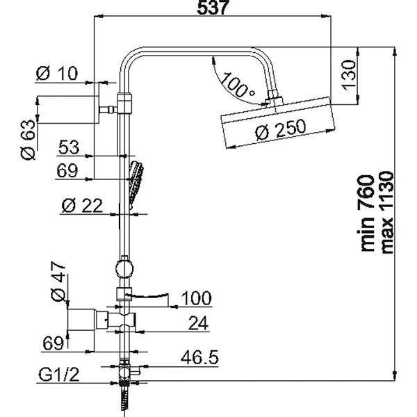Душевая система Rubineta River 624125