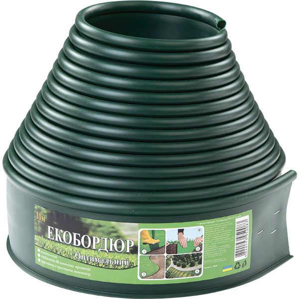 Бордюрная лента Экобордюр ТИП 2 1000x10,3 см зеленая