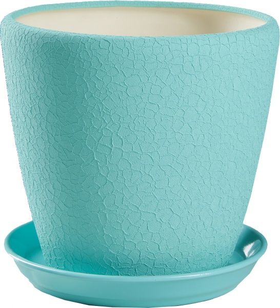 Горщик керамічний Оріана-Запоріжкераміка Грація №3 шовк круглий 2,3л бірюзовий 