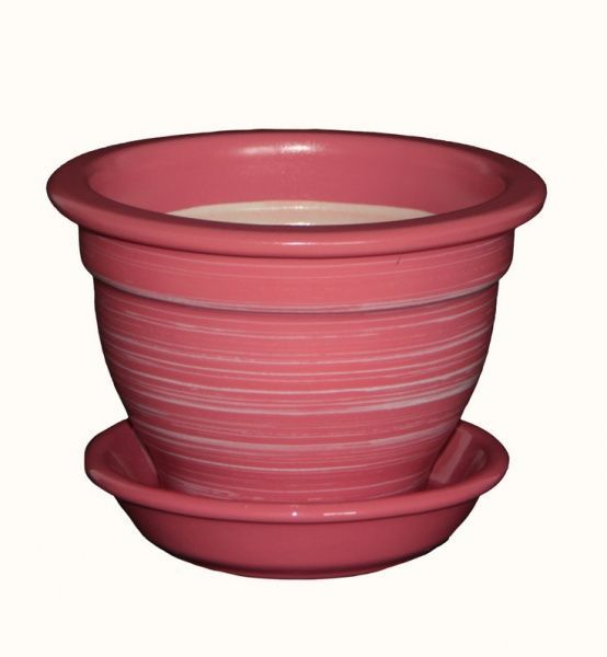 Горшок керамический Ориана-Запорожкерамика Фиалочница глянец круглый 0,5 л розово-белый 