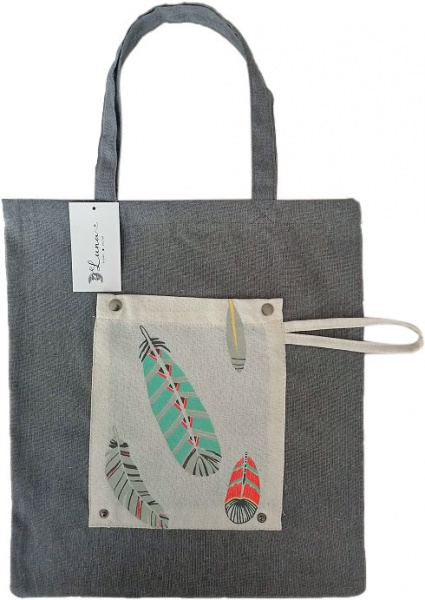 Сумка-шоппер Luna Feathers 42x38 см серый 