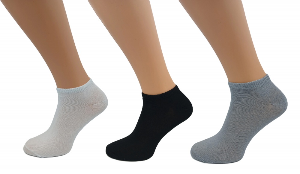 Набір шкарпеток жіночих Sensio короткі р.23-25 білий/чорний/сірий 3 шт.