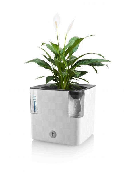 Вазон пластиковый Plastkon Cobble 14x14x14 см прямоугольный 2,2л белый 