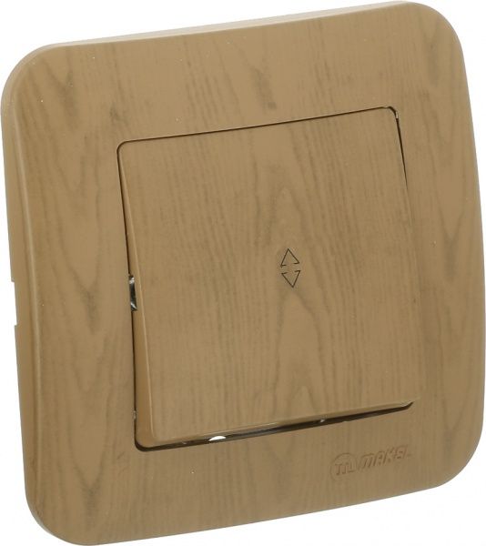 Вимикач прохідний одноклавішний Makel Lillium Natural без підсвітки 10 А 250В дуб