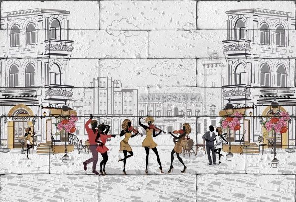 Картина гипсовая Трио скрипачек 60,5x41 см BrickPrint 