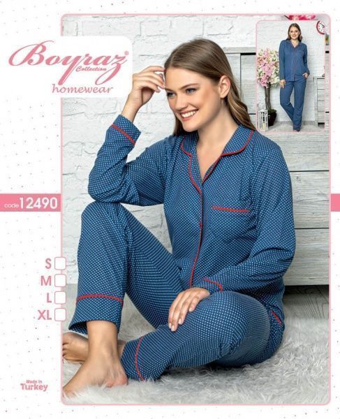 Піжама жіноча Бойраш дрібний горох р. M синій 12490 