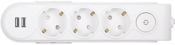 Удлинитель Makel с защитными шторками + USB с заземлением 3 гн. белый 5 м N3811063 