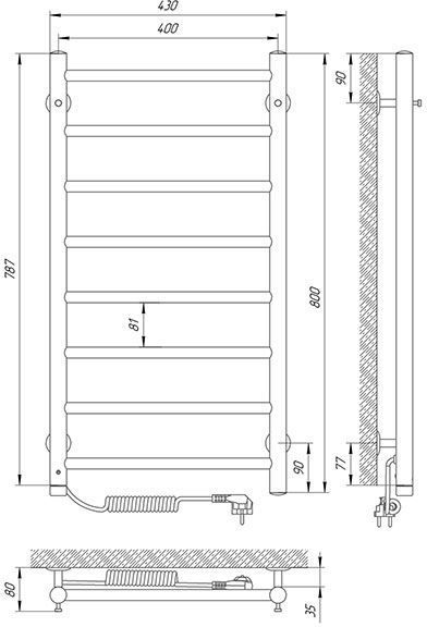 Рушникосушарка Laris Альфа П8 400х800 Е Л 73207459