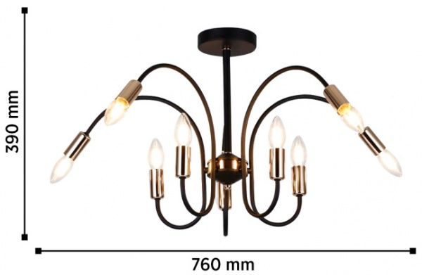 Люстра потолочная WunderLicht OM8071-410 10x40 Вт E14 черный с бронзовым 