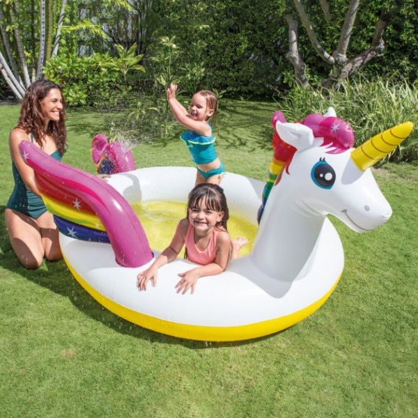 Бассейн надувной Intex Единорог, со спреем от 2 лет
