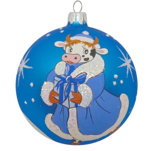 Шар новогодний стеклянный d100 Бык 9459 