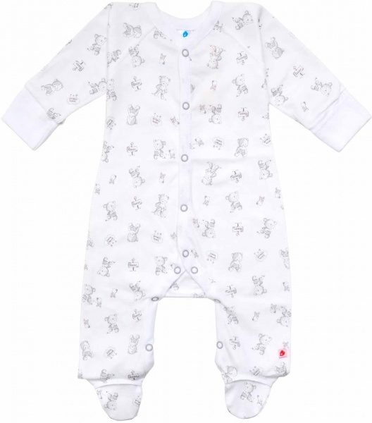 Комбинезон Minikin серый мишка р.74 белый 198050374 