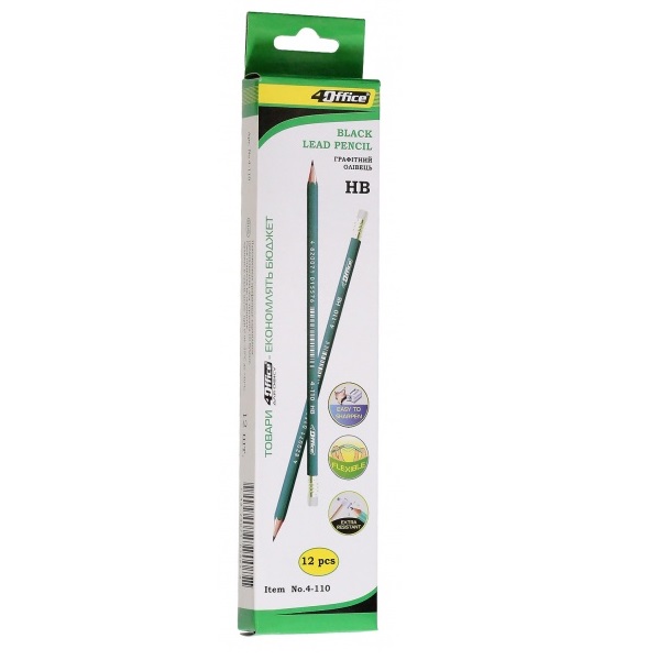 Олівець чорнографітний HB зелений корпус 4-110 4Office