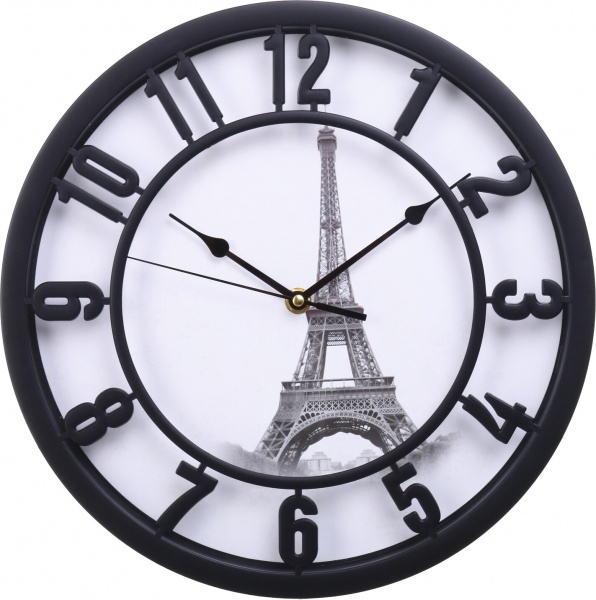 Часы настенные Paris 30х30х5 см (WSH-0198) черный