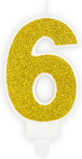Свеча для торта Partydeco цифра 6 золотая 7 см (SCU3-6-019B)