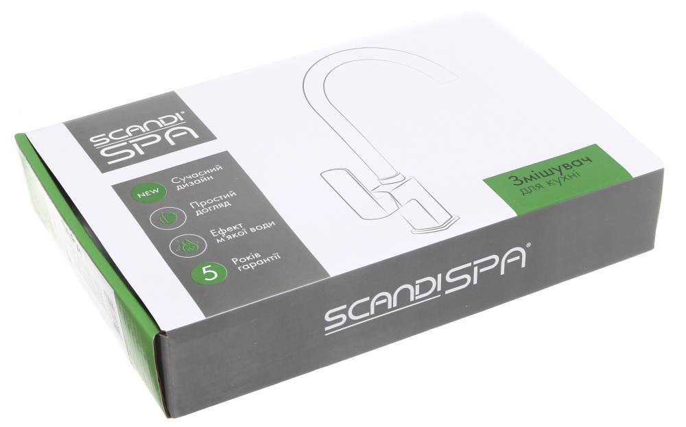 Смеситель для кухни ScandiSPA с гибким изливом 2 режима белый