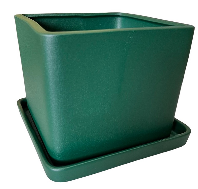 Горщик керамічний Оріана-Запоріжкераміка Квадрат №1 квадратний 13 л смарагдовий (064-1-027)