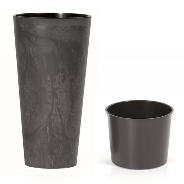 Горщик для квітів Prosperplast Tubus Slim Effect 400мм з вкладишем круглий 127л антрацит (66589-433) 
