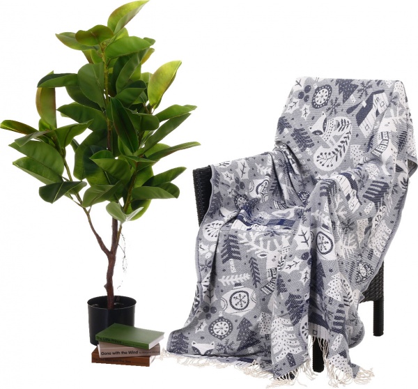 Плед дизайн 10 Рождественская коллекция 140x200 см голубой с принтом Ярослав 