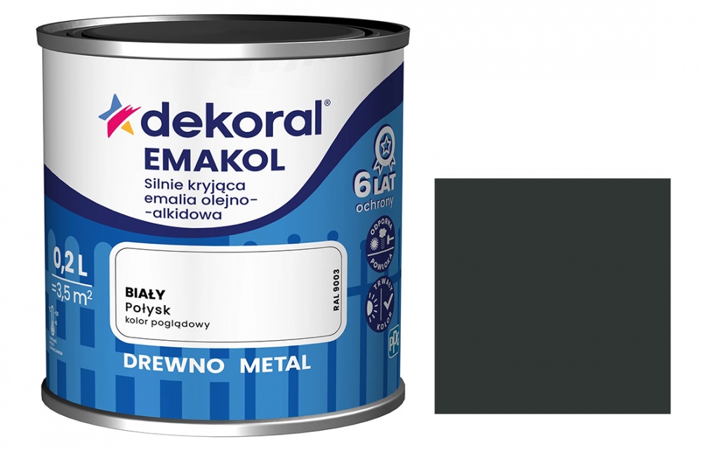 Емаль алкідна Dekoral Емаколь чорний мат 0,2л