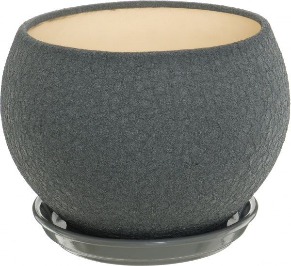 Горшок керамический Ориана-Запорожкерамика Шар шелк металлик круглый 4,1л серый (037-1-129) 