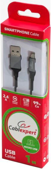 Кабель CABELEXPERT USB – microUSB 1 м черный (CCPB-M-USB-09BK)