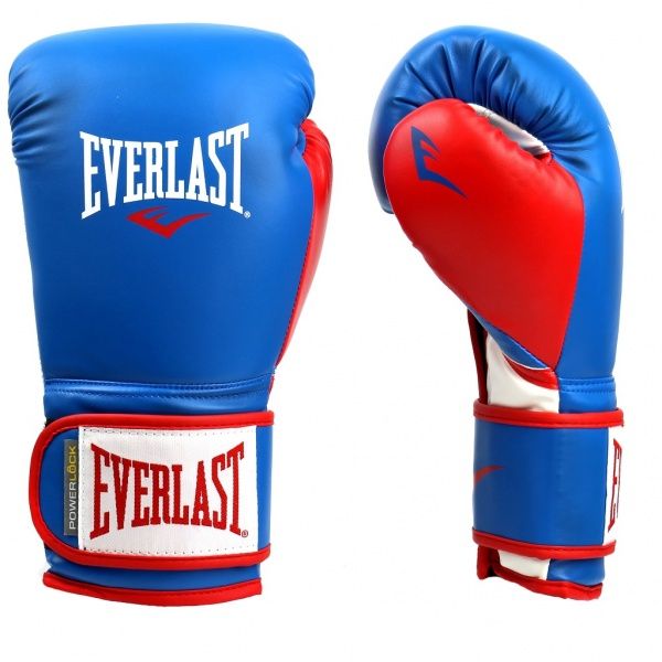Перчатки тренировочные Everlast Powerlock PU р. 16 16oz P00000728 синий с красным