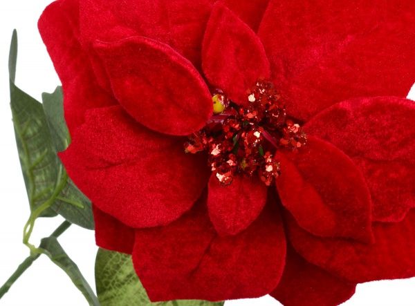 Декорація новорічна Пуансетія з листям 30 см