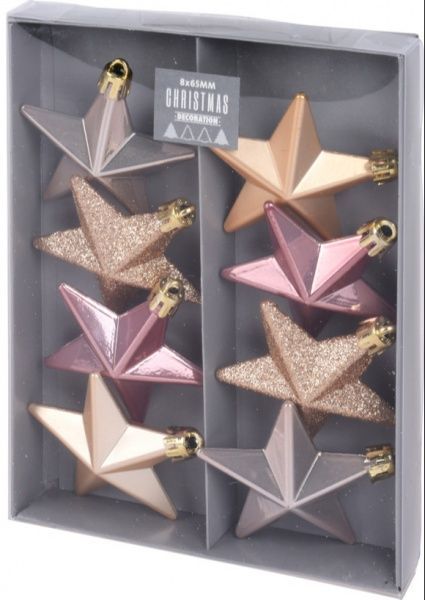 Набор елочных игрушек пластиковых Звездочки в ассортименте d60 мм 8 шт./уп. 