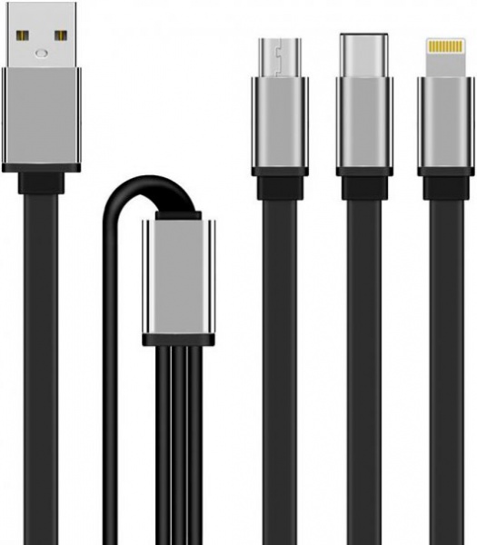 Кабель Gelius Pro Squid GP-UC102 3in1 (MicroUSB/Lightning/Type-C) 1,2 м черный 