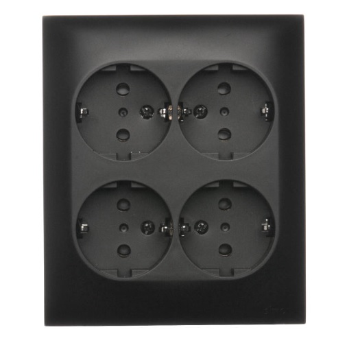 Розетка четверна із заземленням Simon Aquaclick IP20 чорний матовий ACGSZN4/49