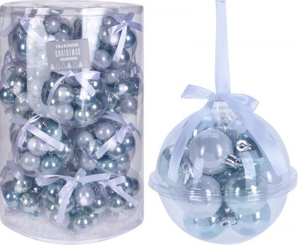 Набір ялинкових куль пластикових блакитних d40 мм 14 шт./уп. 