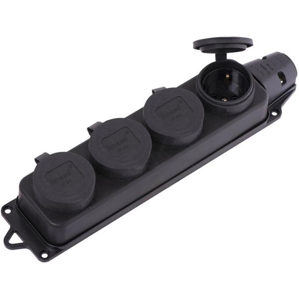 Колодка Lezard 2Р+РЕ із заглушками із заземленням 4 гн. чорний 106-0400-0107/107 