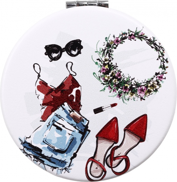 Дзеркало кишенькове косметичне Лідер Канц Приналежності жіночі кругле 6 варіантів в асортименті 